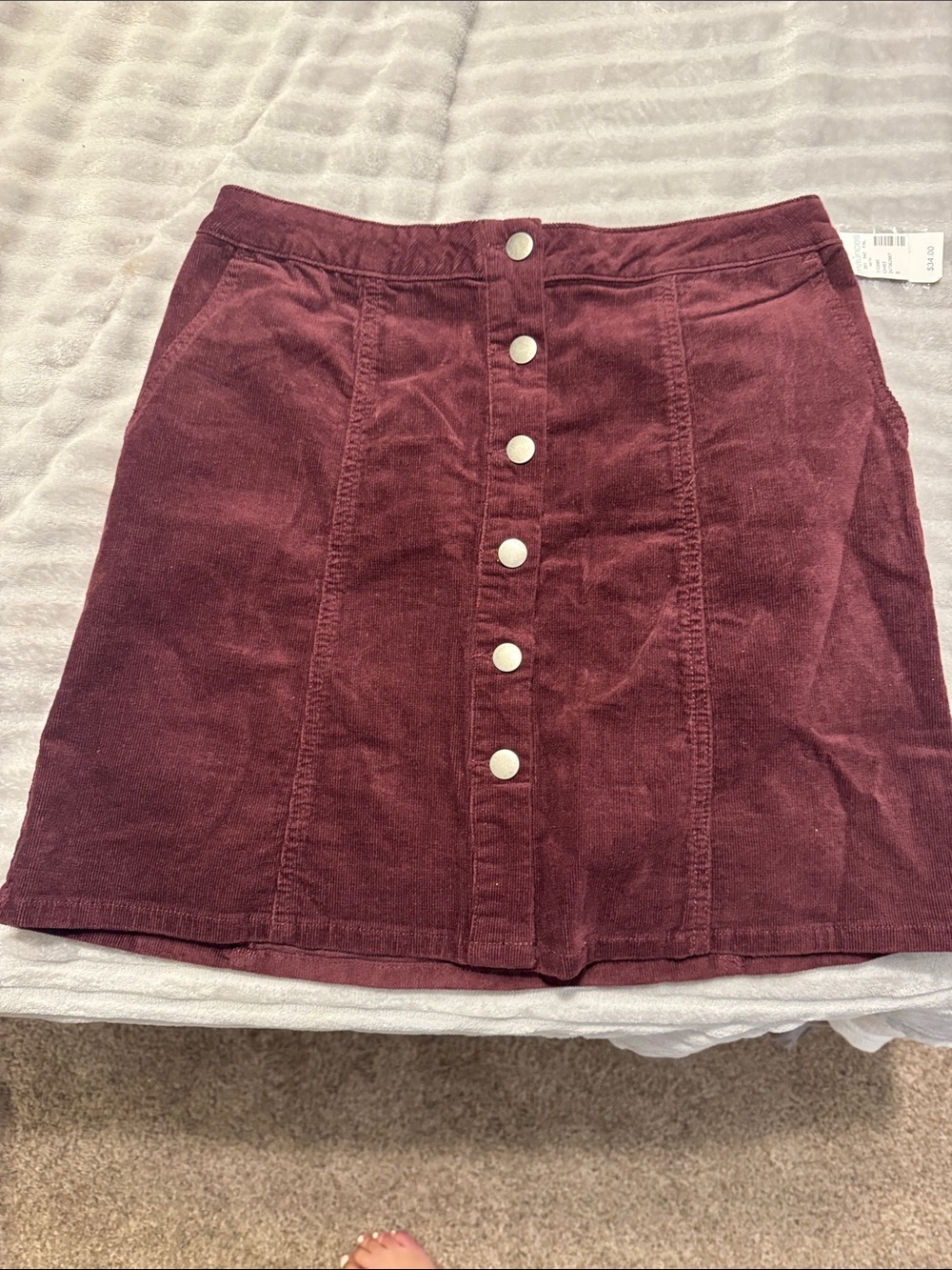 Maurices Burgundy Button-Front Corduroy Mini Skirt